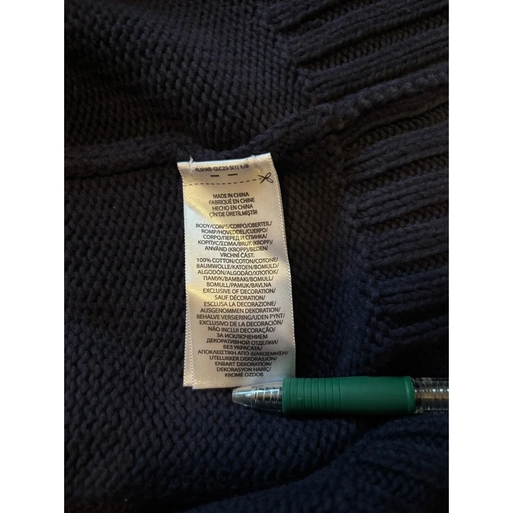Polo Ralph Lauren Mens Navy Blue Cotton Mock Neck Nautical Anchor Sweater S/P